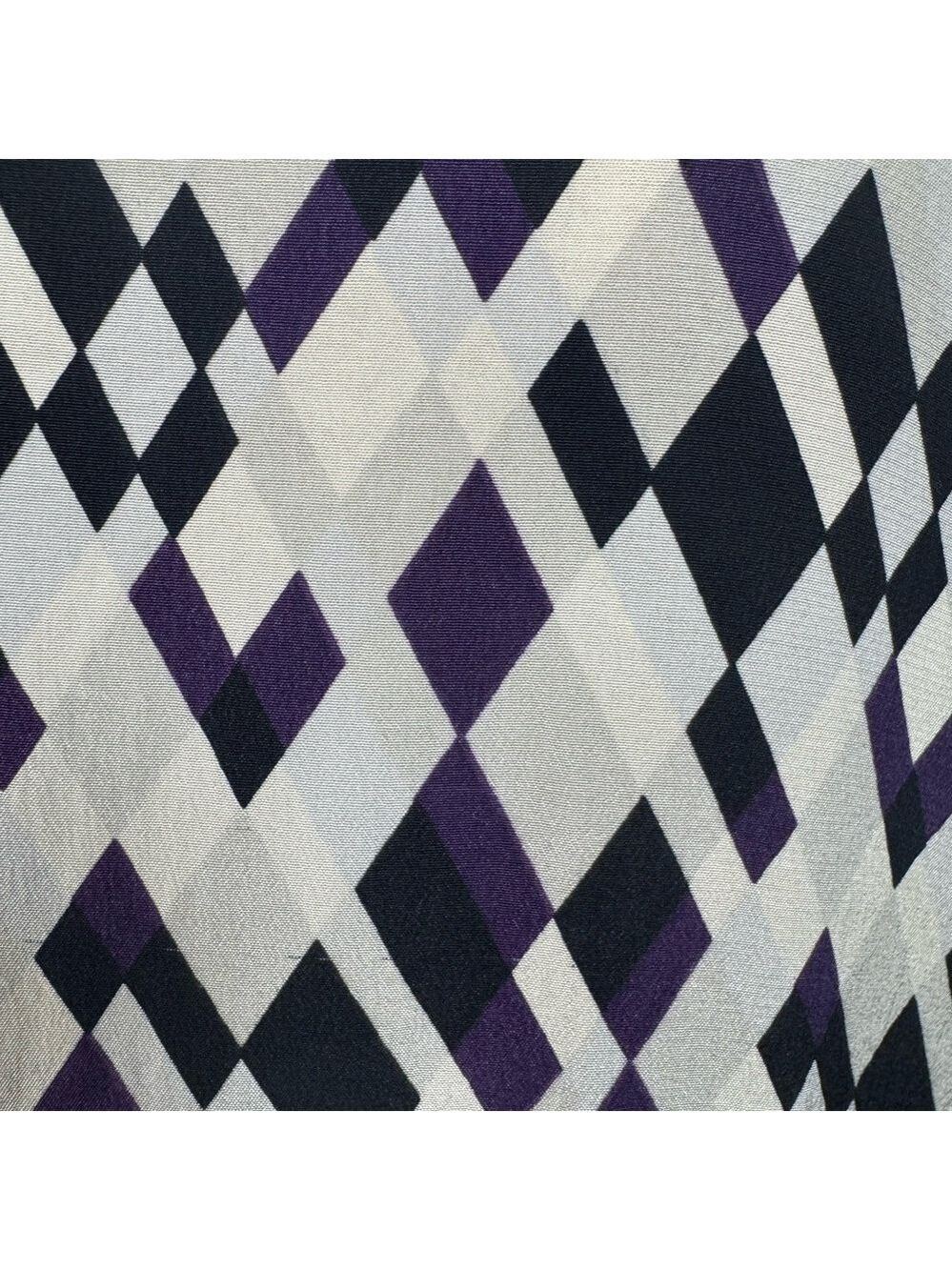 Vintage Silk Purple and White Geometric Women's Button Down Shirt Small - Picture 3 of 9